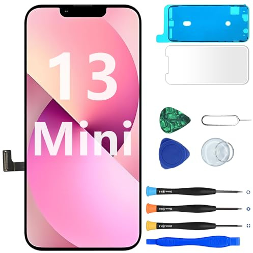 MP+ für iPhone 13 Mini Display Reparaturset, [Face ID] [COF] Bildschirm Ersatz mit 3D Touch & Vormontiertem Rahmen,inkl. Werkzeug & Kleber,DIY Touchscreen Reparaturkit