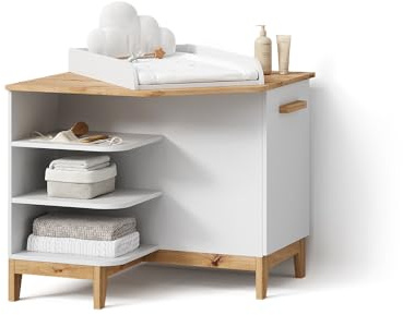 Livinity Wickelkommode Mailo Weiß/Artisan | mit TürSpiel- und Lesebereich mit Komfortfaktor