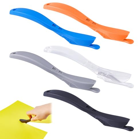 DICOSMETIC 5Pcs 5 Colors Wrapping Paper Cutter Tool 5.91x0.63x0.79 Inch Plastic Safety Sliding Cutter Blade Sliding Wrapping Paper Roll Cutters for Vinyl Car Film Home Office Scrapbooking