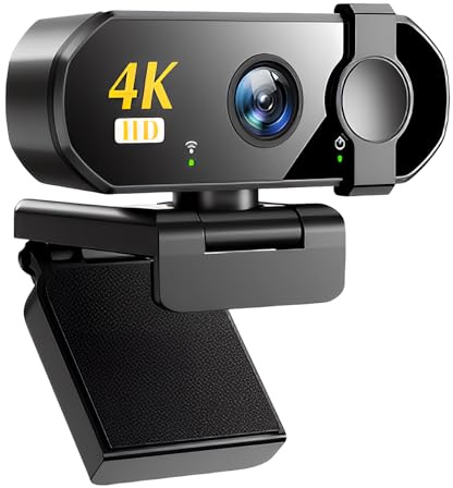 nilic 4K Webcam for PC with Dual Noise-Cancelling Microphone, Autofocus USB Camera with Privacy Cover, 120° FOV, Plug and Play, Web Cam for Business Meetings and Live Streaming