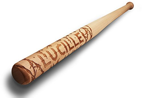 18 Unfinished Wooden Toy MINI (NOT FULL SIZE / WOOD GRAIN COLORS VARY) Zombie Dead Baseball Bat with Barbed Wire Character Halloween Costume Accessory Gift