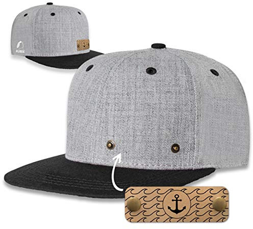 RUBDE Snapback Cap mit wechselbaren Anker-Patch Damen Herren Unisex Schwarz S