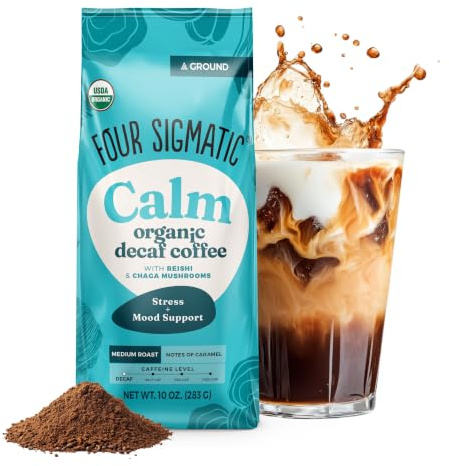 Four Sigmatic Calm Organic Decaf Ground Coffee with Chaga & Reishi Mushroom Extracts | 12oz Bag