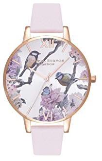 Olivia Burton Montre Analogique à Quartz pour Femme Collection Pretty Blossom avec Bracelet en Cuir Rosé - OB16PL35
