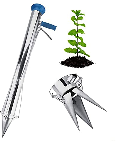 AIZYR Planteuse De Semis, Outils De Planteur De Bulbes De Graines, Poignées D'éponges À Manche Long, Entonnoir en Plastique 2Kg / 4.4Lb