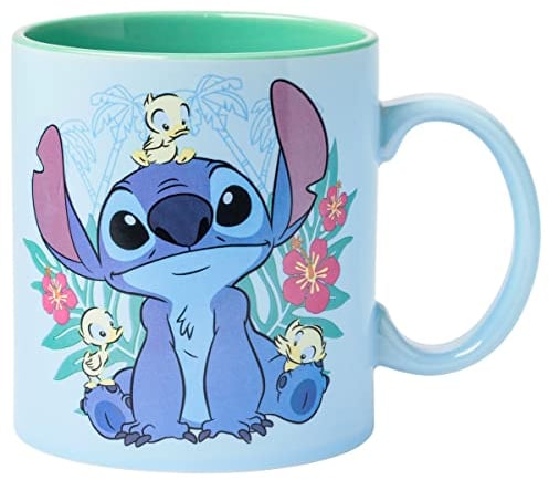 Silver Buffalo Disney Lilo and Stitch Floral Ducks Ceramic Coffee Mug, 20 Ounces, 20oz Stitch Floral Ducks, 20oz