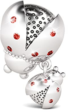GNOCE Marienkäfer Charm Baumelnder Charms Anhänger für Tierliebhaber in 925 Sterlingsilber Sei dankbar Fit Armband/Halskette Geschenk für Frauen Mädchen