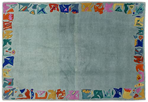Lifetex.eu Großteppich Tibet ca. 175 x 255 cm Blau handgeknüpft Schurwolle Modern hochwertiger Teppich