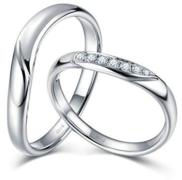 KnSam 18 Karat (750) Weißgold Ring Paar Ring Set Paarpreis Verzerrung Ehering Herren Gold Weißgold