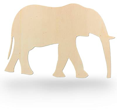 Kleenes Traumhandel Holztiere - Tiere aus Holz - Wanddeko Tiere - Tierscheiben - Tierform aus Holz für Kinderzimmer, Wohnzimmer, Geburtstag (Elefant, Breite 57 cm)