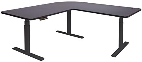 Mendler Eck-Schreibtisch HWC-D40, Computertisch elektrisch höhenverstellbar 178x178cm 84kg MVG - schwarz, schwarz