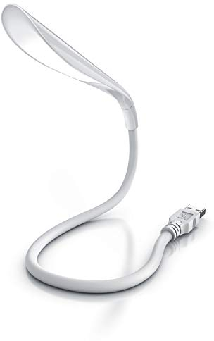 CSL - LED Lampe – USB Anschluss – Leselampe dimmbar - flexibles LED Leselicht mit Schwanenhals - 14 LEDs – Computerlampe - 3 Helligkeitsstufen – ideal für unterwegs - für Laptop Notebook - weiß