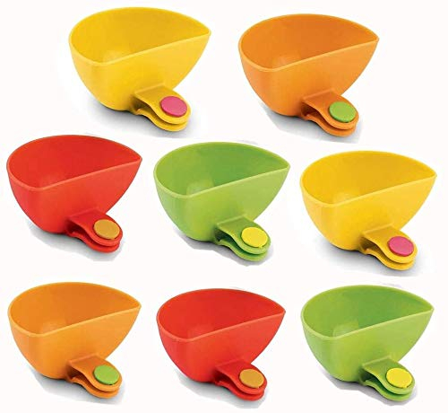 Gnimup Dip Clip Schüssel Teller Halter, 8 Stück Dip Clips sortiert Teller Greifer Clip On Dip Halter Tomatensauce Salz Essig Zucker Geschmack Gewürze Dip Container Schüssel