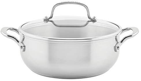KitchenAid Cocotte en acier inoxydable brossé avec couvercle 3 couches 4 l