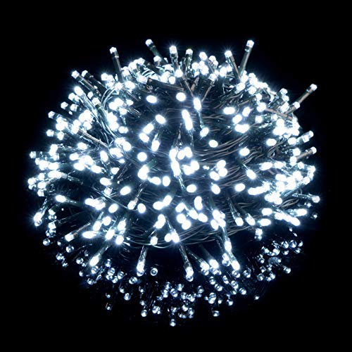 Nataland Catena Luminosa 100 Led - 10 Metri Interno Ed Esterno, Serie Certificata Con Controller 8 Funzioni, Per Illuminazione Casa, Negozio e Albero di Natale (Bianco Freddo, 100 Led - 10 Metri)