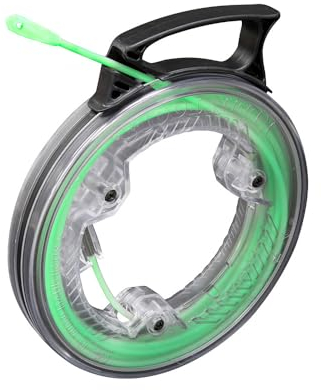 Klein Tools 50550 20-Foot Glow in The Dark Fish Tape, Fiberglass with Nylon Tip and Stainless-Steel Connector for Fish Rod Attachments