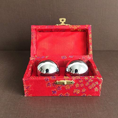 Qi-Gong Kugeln, Heilkugeln, Gesundheit Kugeln, Massage verchromt Schwarz 35mm