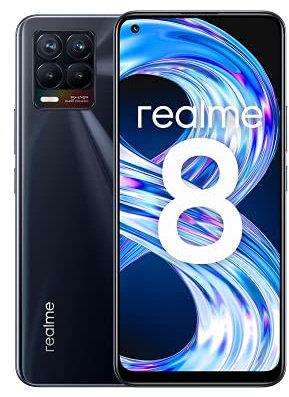 realme 8 Smartphone Libre, Cámara cuádruple con IA de 64MP, Pantalla completa AMOLED superior de 6,4, Carga Dart de 30W, Batería masiva de 5000 mAh, Dual Sim, NFC, 6+128‘GB, Punk Black