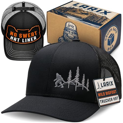 LARIX Wild Bigfoot Hats for Men & Women, No Sweat Hat Liner Bundle, Bigfoot Gifts, Sasquatch Gifts, Expedition Hat