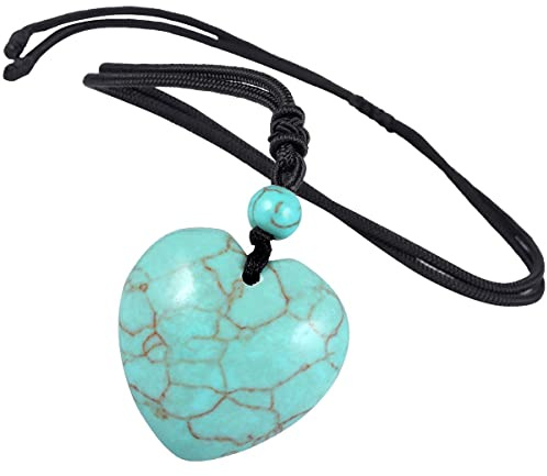 KYEYGWO Heart Shaped Green Howlite Turquoise Necklace for Women Men