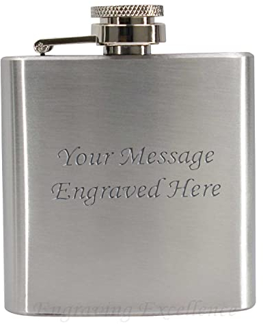 Engraved Personalised 3oz Hip Flask in Pink Satin Lined Presentation Box (Hip Flask on its own)