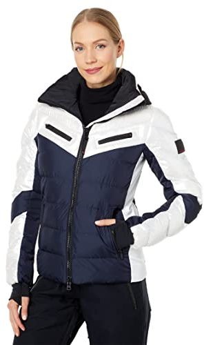 Bogner Fire + Ice Ladies Farina3 Colorblock - Modische wärmende Damen Skijacke, Größe 40 - Farbe Offwhite
