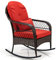 COSTWAY Schaukelstuhl Rattan mit roten Kissen, Schwingsessel Schaukelsessel Relaxstuhl Relaxseesel für Hinterhof, Garten, Balkon 87 x 67 x 95 cm