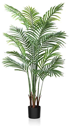 CROSOFMI Künstliche Pflanzen groß 130cm Kunstpflanze im Topf Plastik Palme Künstliche Palmen wie echt Fake Plant deko für Wohnzimmer Balkon Schlafzimmer Büro Perfektes Einweihungsgeschenk (1 Pack)