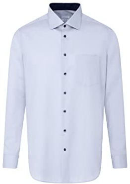Seidensticker Herren Mens Regular Patch Longsleeve Shirt, Hellblau(193690), 42 EU
