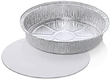 MARENT Brand 7.5 Round Silver Foil Food Trays Containers & Lids Perfect for Pies and Roasting 185 x 44mm (No.12) Same Day Posting (20)