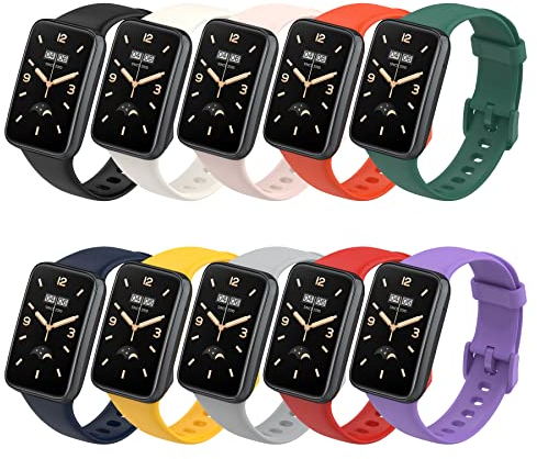 BDIG WindRen 10 Pcs Kompatibel Für Xiaomi Mi Band 7 Pro Armband, Sport Silikon Uhrenarmband Mi Band 7 Pro Armband Smartwatch Ersatzarmband mit Xiaomi Smart Band 7 Pro