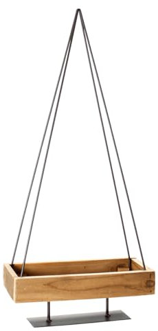 Deco Woerner Deko Obelisk Tanne Accessoire-Ständer Deko Ständer zum Dekorieren mit Holztablett & Holzpodest 15,5 x 35 x 78 cm (BxLxH)