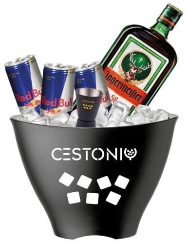 Jegermeister Confezione Box Regalo per gli amanti dello JegerBomb! Kit con Amaro, Redbull e Accessori! (Jagermeister Cestonic®)