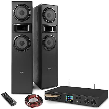 Audizio Tower HiFi System with Fenton SHF700B Floor Standing HiFi Speakers, DAB+ & Internet Radio, Bluetooth Streaming, Spotify Connect, CD Player & Optical Input