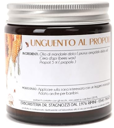 Erboristeria Dr. Stagnozzi | Unguento al Propoli 100 ML | NATURALE | Cicatrizzante | Disinfettante | Contro acne, eruzioni cutanee, scottature, ferite
