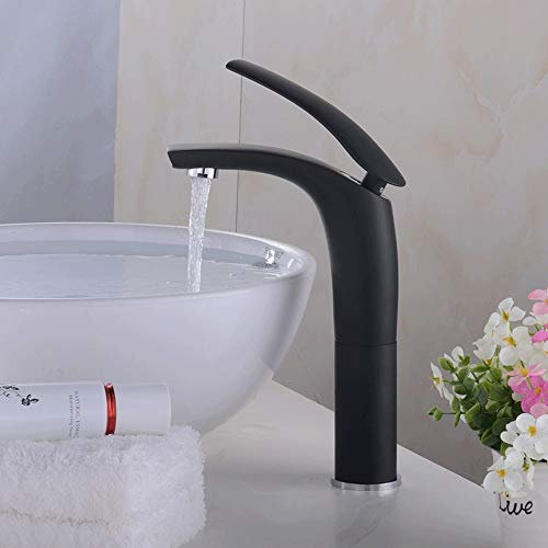 Waschtischarmatur Waschtischarmatur Schwarzes kaltes Wasser Mischwasser Wasserhahn Erhöhung des Bades über der Tischplatte Waschtischarmatur (Farbe: rot, Größe: 15cm) (schwarz 24cm) good