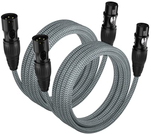 huaham XLR -Kabel 2Pack 3M, Mikrofonkabel Nylon geflochtenes XLR -Mann bis weiblich ausgeglichenes 3 -pin -XLR -Mikrofonkabel mit Mixer, Aufnahmestudio, Lautsprechersystemen