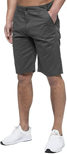 989Zé ENZO Mens Chino Shorts Cotton Regular Fit Summer Casual Smart Half Pants EZS429 Grey 30