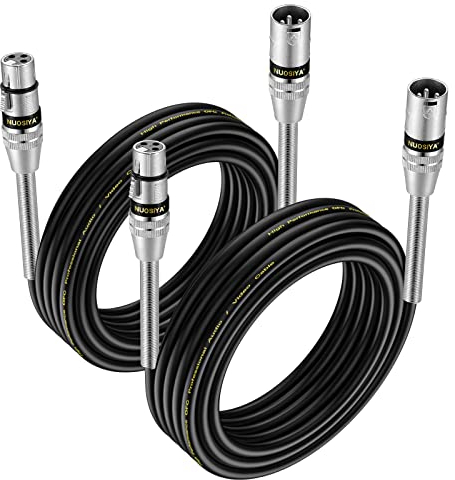 NUOSIYA 6m Cable XLR 2PACK Muelle Metálico Diseño SR Cable de micrófono XLR macho a hembra Cable XLR balanceado de 3 pines para micrófono, mezclador, altavoz, amplificador