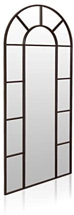 duehome | Lolle, Espejo de Cuerpo Entero, Espejo Tipo Ventana con Arco Superior, Estructura Negro, Medidas: 80 cm (Largo) x 180 cm (Alto) x 3,5 cm (Fondo)