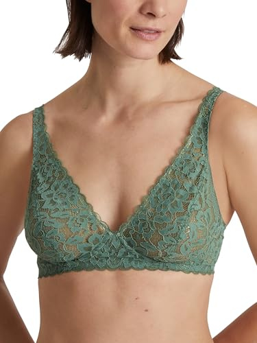 CALIDA Natural Comfort Lace Spitzen-BH ohne Bügel Damen, 85A, Laurel Green