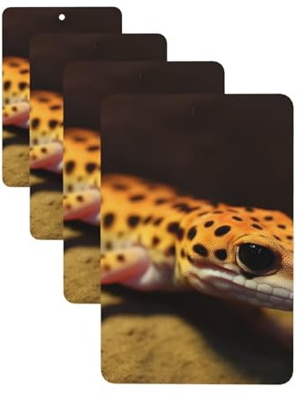Auto-Lufterfrischer, 4 Stück, hängende Duftkarten für Auto, Leopardenmuster, kleiner Gecko, Lufterfrischer, Aromatherapie-Tabletten, hängender Duft, Lavendel, Lufterfrischer für Auto-Rückspiegel