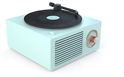 CCKUHN Vintage-Schallplattenspieler, kabellos, Bluetooth, kleine Stereoanlage, für Zuhause, antiker Atom-Schallplattenspieler, Geschenk, antiker tragbarer Mini-Lautsprecher, Lautsprecher,