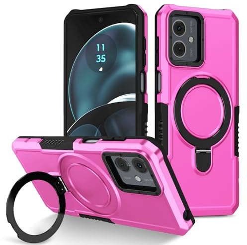 Wigento Für Motorola Moto G84 5G Armor Magnet Ring Cover Handy Hülle Tasche Cover Pink