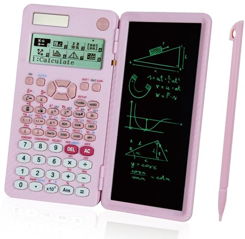 Scientific Calculators,IPepul 991EX Type-C Rechargeable 552 Functions Solar Math Calculator with Notepad, 5-Lines Display - School Supplies for Middle High School and College (Pink)