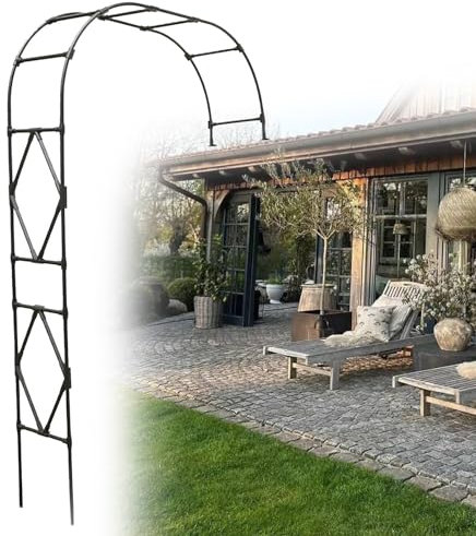LTSRLL Gartenbogen-Laube, Rosenbogen Torbogen Rankhilfe – Robuste Stahlrahmenstütze Für Kletterpflanzen – 2,40 m Hoch, 0,6/0,9/1,2/1,5/1,8/2/2,2/2,40 m Breit(Color:Black,Size:120x240cm/3.9x7.9ft)