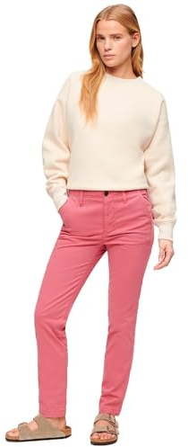 Superdry Damen Chinohose mit mittlerer Leibhöhe Malve Pink 32/32