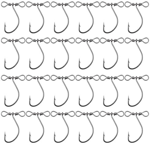 KOMUNJ 50 Stück Drop Shot Angelhaken mit Dropshot Rig und Drehgelenk,360 Grad Inline-Dropshot-Angelhaken für Barsch, Karpfen, Barsch, Wels