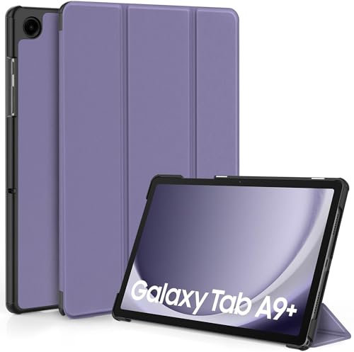 EasyAcc Funda para Samsung Galaxy Tab A9+/ A9 Plus 11 Pulgadas 2023 SM-X210/ X215/ X216, Funda Protectora de Piel Sintética Ultrafina con Función de Soporte y Auto Wake/Sleep,Ratán Morado
