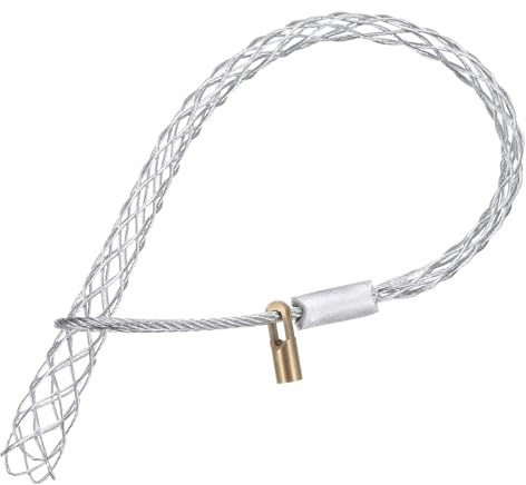 QUARKZMAN Agarre para Tirar Cables para Cables de 12-15mm Plateado | 38cm Calcetín de Malla de Alambre, con Tuerca de 4.2mm, Agarre Galvanizado de Cabeza Simple